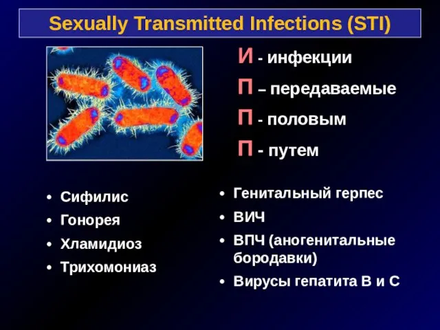 И - инфекции П – передаваемые П - половым П - путем