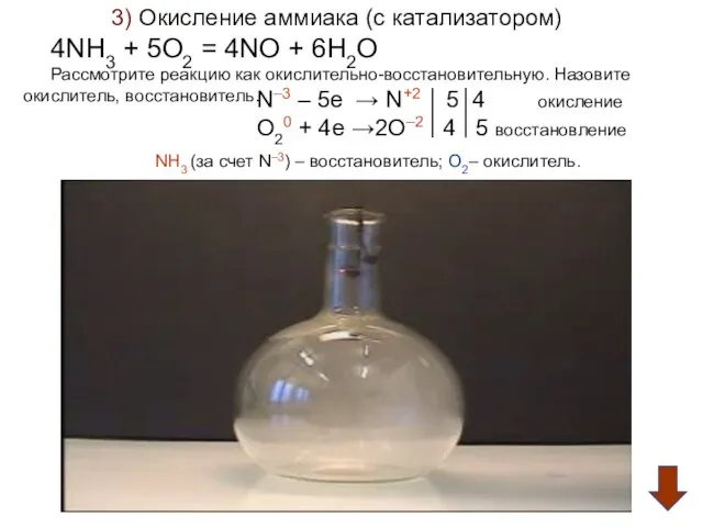 3) Окисление аммиака (с катализатором) 4NH3 + 5O2 = 4NO + 6H2O