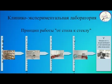 Клинико-экспериментальная лаборатория Принцип работы "от стола к стеклу" I Виварий II Операционный