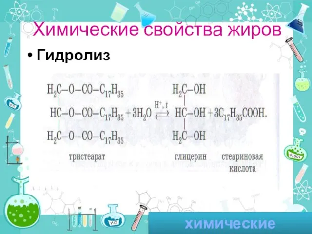 Химические свойства жиров Гидролиз химические свойства