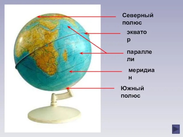 Северный полюс экватор параллели меридиан Южный полюс