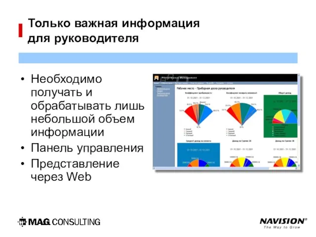 Только важная информация для руководителя Необходимо получать и обрабатывать лишь небольшой объем