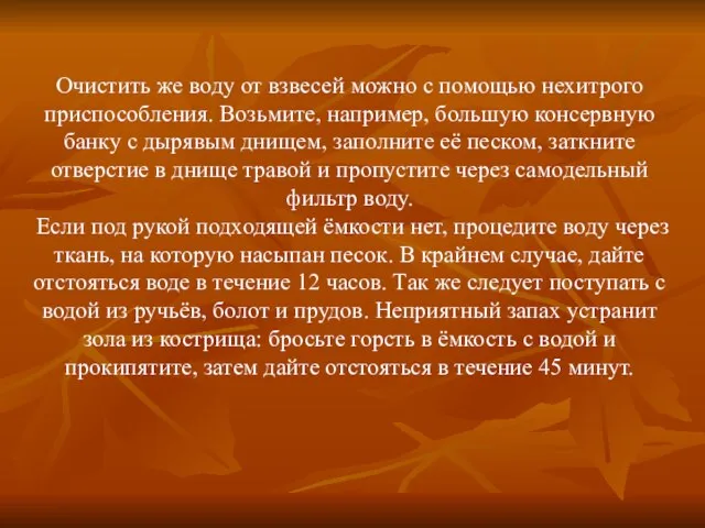 Очистить же воду от взвесей можно с помощью нехитрого приспособления. Возьмите, например,