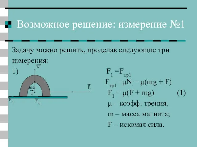 Возможное решение: измерение №1 Задачу можно решить, проделав следующие три измерения: 1)