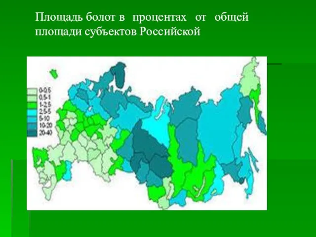 Площадь болот в процентах от общей площади субъектов Российской