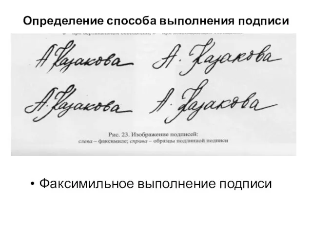 Определение способа выполнения подписи Факсимильное выполнение подписи