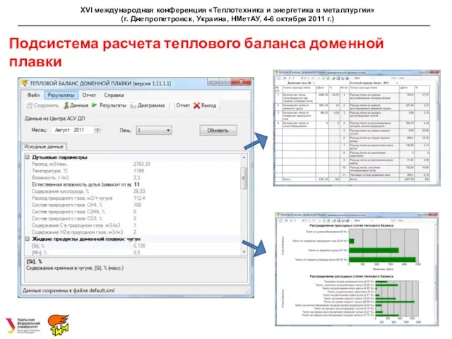 Подсистема расчета теплового баланса доменной плавки XVI международная конференция «Теплотехника и энергетика