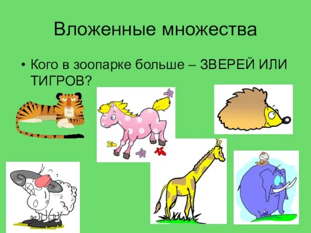 Вложенные множества Кого в зоопарке больше – ЗВЕРЕЙ ИЛИ ТИГРОВ?