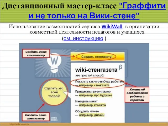 Дистанционный мастер-класс "Граффити и не только на Вики-стене" Использование возможностей сервиса WikiWall