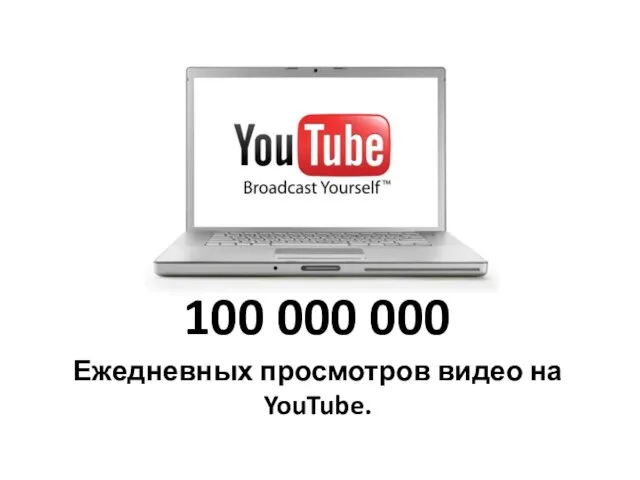 100 000 000 Ежедневных просмотров видео на YouTube.