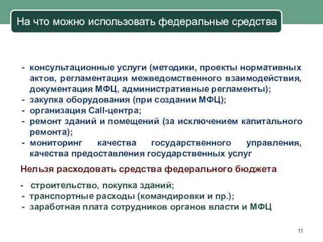 На что можно использовать федеральные средства консультационные услуги (методики, проекты нормативных актов,