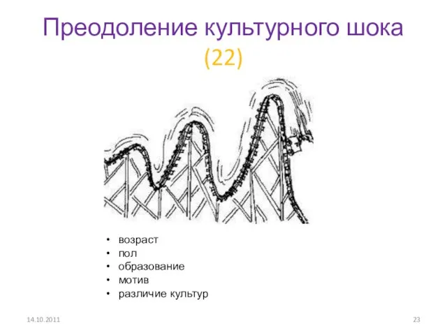 Преодоление культурного шока (22) 14.10.2011 возраст пол образование мотив различие культур