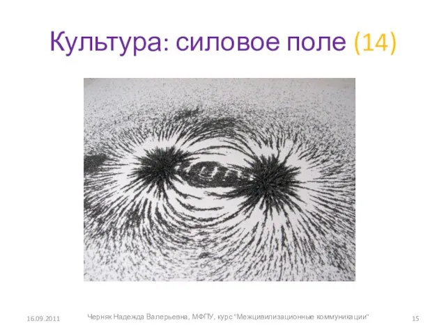 Культура: силовое поле (14) 16.09.2011 Черняк Надежда Валерьевна, МФПУ, курс "Межцивилизационные коммуникации"