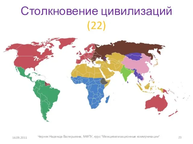 Столкновение цивилизаций (22) 16.09.2011 Черняк Надежда Валерьевна, МФПУ, курс "Межцивилизационные коммуникации"