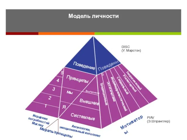 Модель личности DISC (У. Марстон) PIAV (Э.Шпранглер)