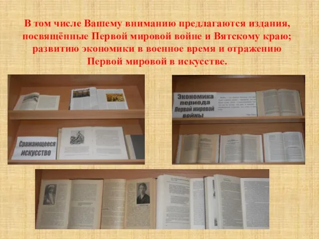 В том числе Вашему вниманию предлагаются издания, посвящённые Первой мировой войне и