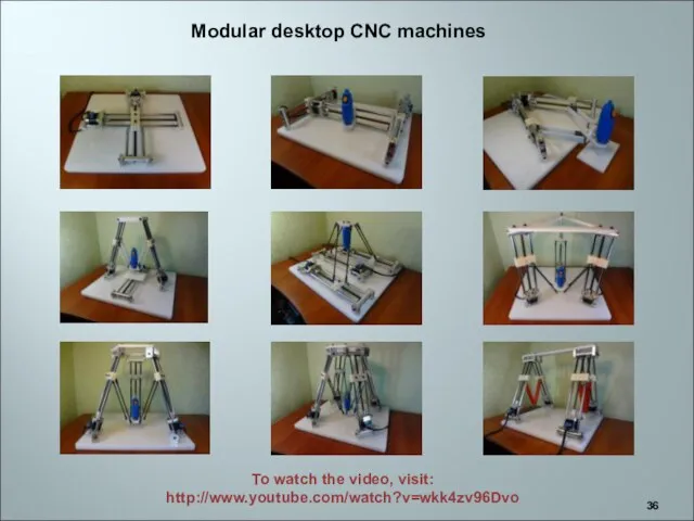 Modular desktop CNC machines To watch the video, visit: http://www.youtube.com/watch?v=wkk4zv96Dvo