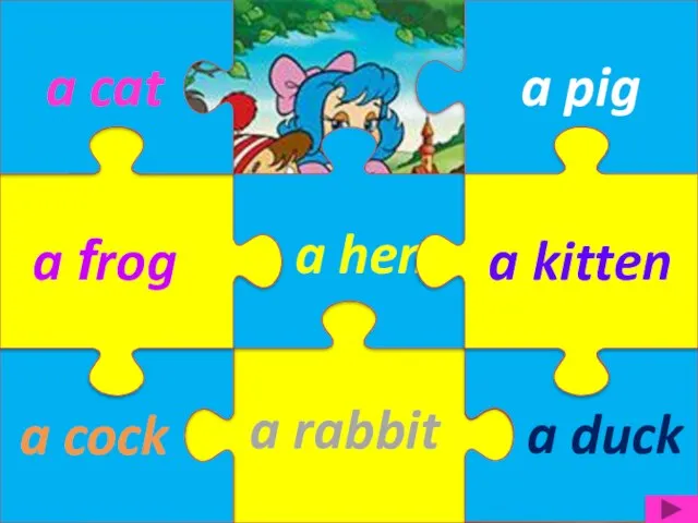 a rabbit a hen a cock a pig a frog a cat a duck a kitten