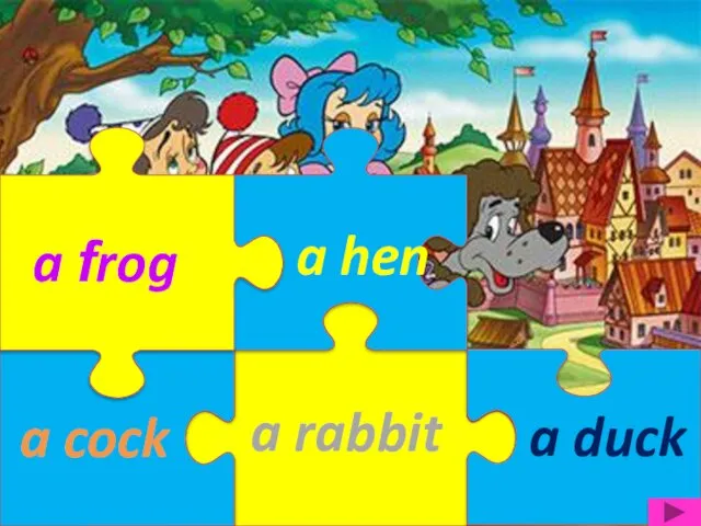a rabbit a hen a cock a frog a duck