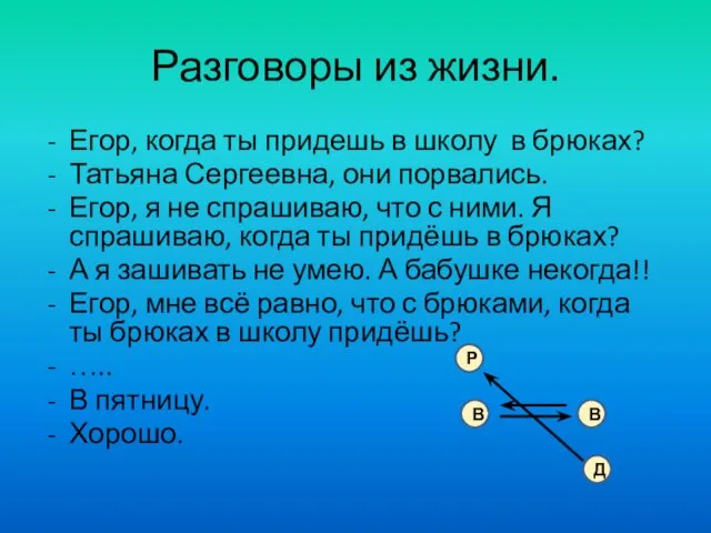 Разговоры из жизни. Егор, когда ты придешь в школу в брюках? Татьяна