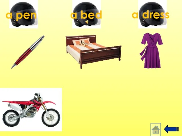 a dress a bed a pen