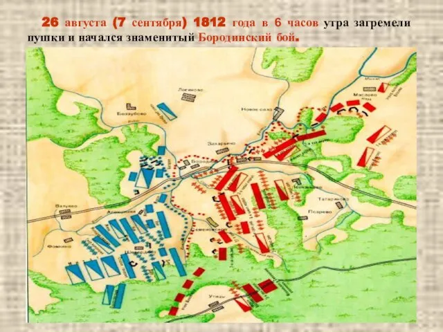 26 августа (7 сентября) 1812 года в 6 часов утра загремели пушки