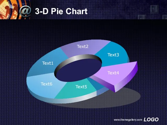 www.themegallery.com 3-D Pie Chart Text1 Text2 Text3 Text4 Text5 Text6