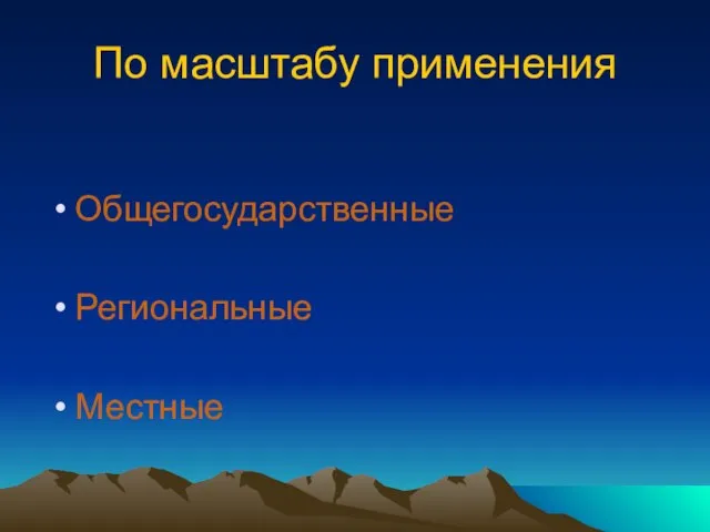 По масштабу применения Общегосударственные Региональные Местные