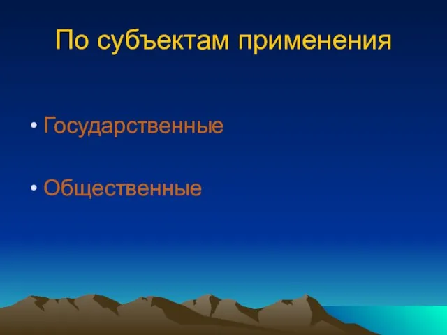 По субъектам применения Государственные Общественные