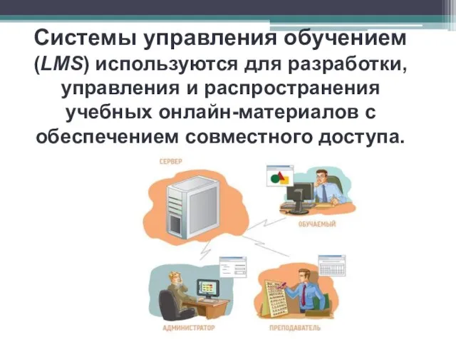 Системы управления обучением (LMS) используются для разработки, управления и распространения учебных онлайн-материалов с обеспечением совместного доступа.