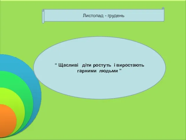 Листопад - грудень “ Щасливі діти ростуть і виростають гарними людьми ”