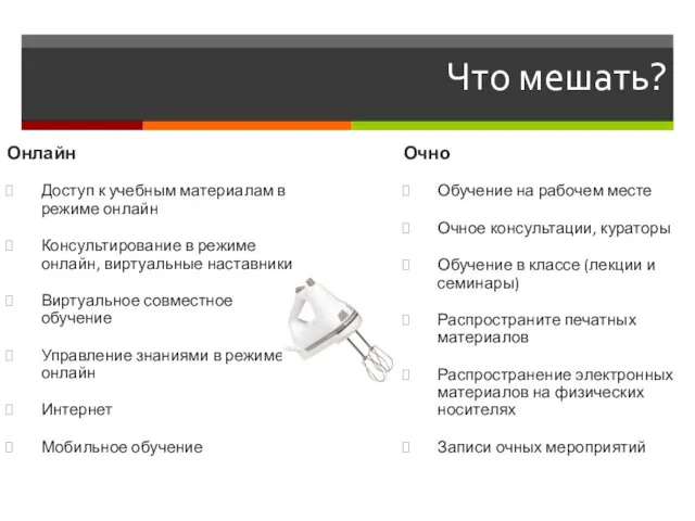 Что мешать? Онлайн Доступ к учебным материалам в режиме онлайн Консультирование в