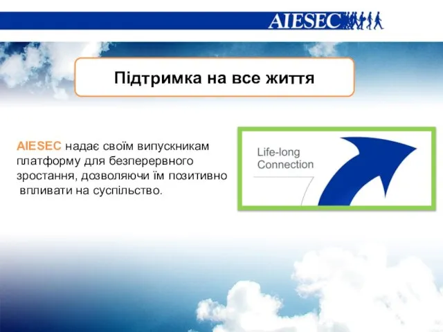 Підтримка на все життя AIESEC надає своїм випускникам платформу для безперервного зростання,