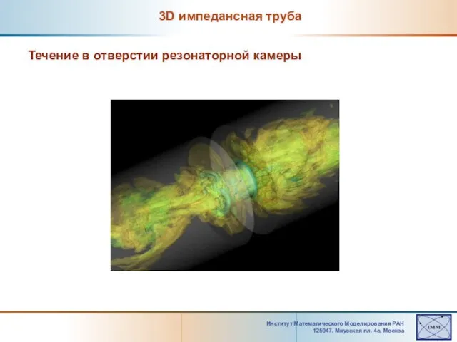 Институт Математического Моделирования РАН 125047, Mиусская пл. 4а, Москва 3D импедансная труба