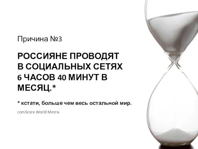 РОССИЯНЕ ПРОВОДЯТ В СОЦИАЛЬНЫХ СЕТЯХ 6 ЧАСОВ 40 МИНУТ В МЕСЯЦ.* *