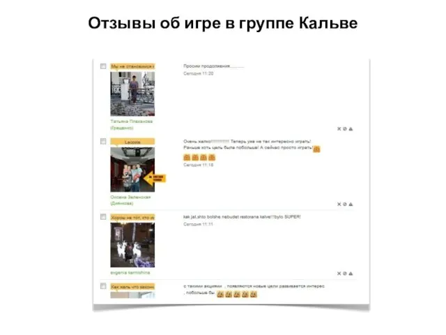 Отзывы об игре в группе Кальве