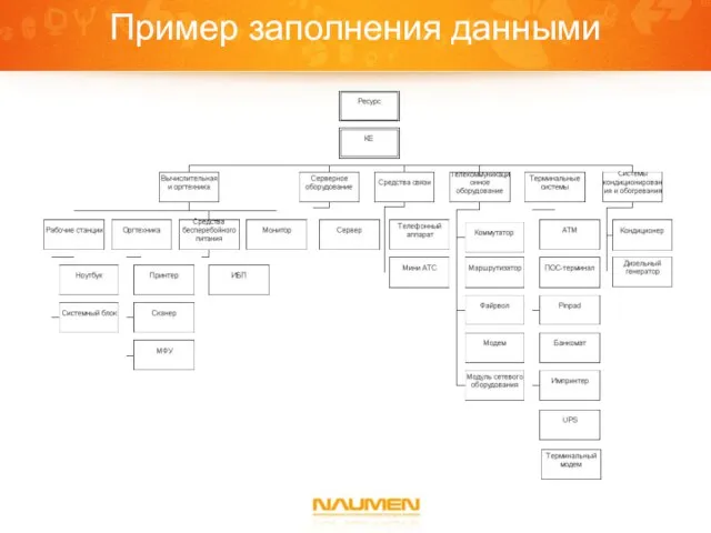 Пример заполнения данными