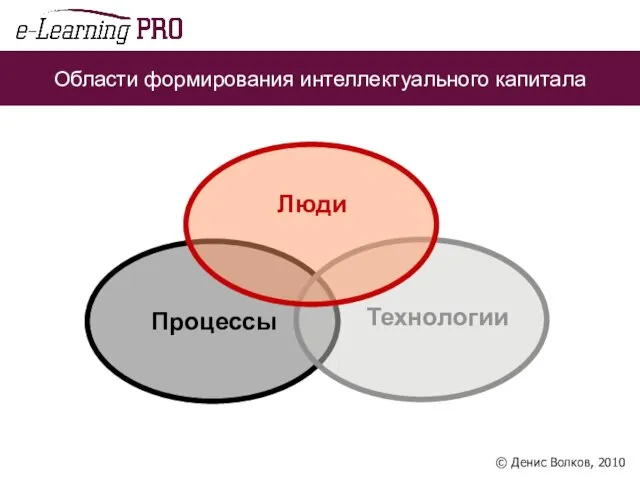 Области формирования интеллектуального капитала Процессы Технологии Люди © Денис Волков, 2010