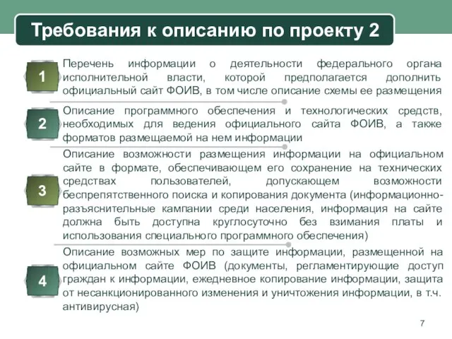 Требования к описанию по проекту 2 1 4 3 Перечень информации о