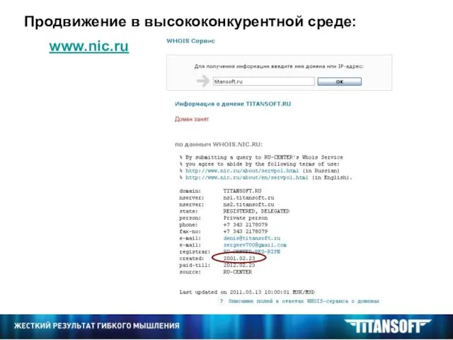 www.nic.ru Продвижение в высококонкурентной среде: