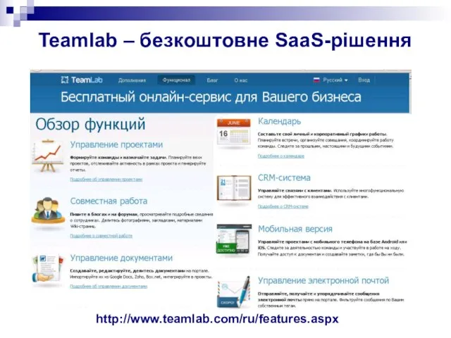 Teamlab – безкоштовне SaaS-рішення http://www.teamlab.com/ru/features.aspx