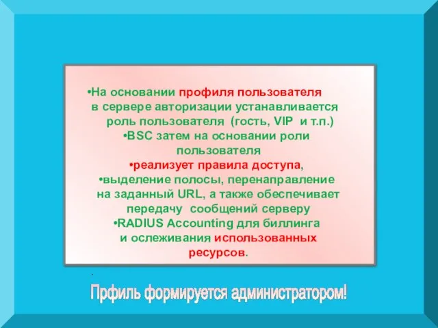 На основании профиля пользователя в сервере авторизации устанавливается роль пользователя (гость, VIP