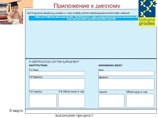 9 марта 2007 г. Куда же заведет нас Болонский процесс? Приложение к диплому