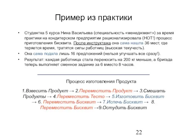 Пример из практики Студентка 5 курса Нина Васильева (специальность «менеджмент») за время