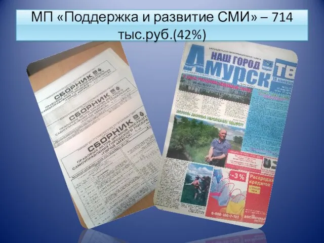 МП «Поддержка и развитие СМИ» – 714 тыс.руб.(42%)