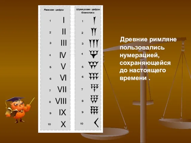 Древние римляне пользовались нумерацией, сохраняющейся до настоящего времени .