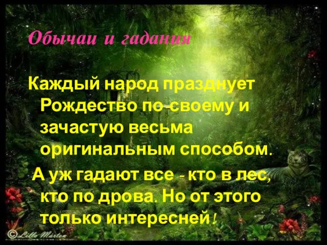 Обычаи и гадания Каждый народ празднует Рождество по-своему и зачастую весьма оригинальным