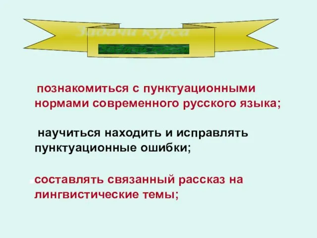 познакомиться с пунктуационными нормами современного русского языка; научиться находить и исправлять пунктуационные