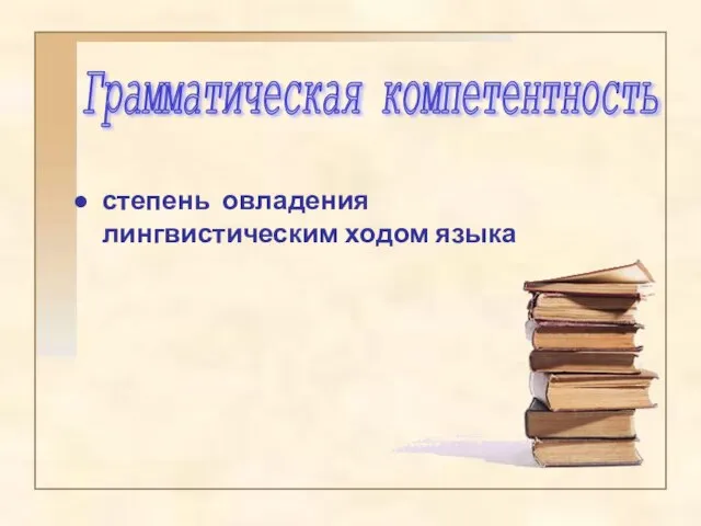 степень овладения лингвистическим ходом языка Грамматическая компетентность