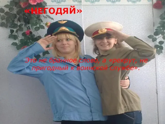 «НЕГОДЯЙ» Это не бранное слово, а «рекрут, не пригодный к воинской службе».